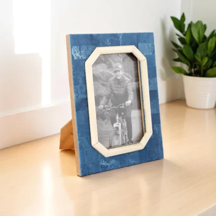 Blue Mosaic Picture Frame with Bone Inlay